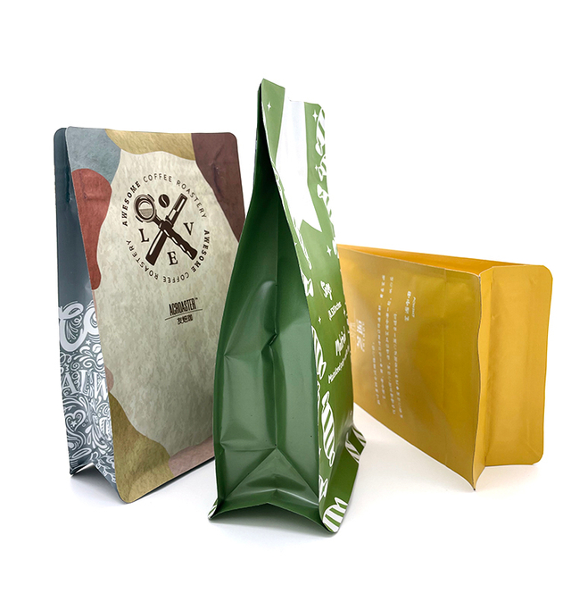 طباعة العميل 12oz 500g 1kgs الحقائب كيس تغليف القهوة ذات القاع المسطح مع صمام