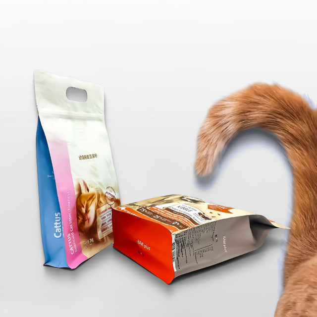 حقيبة تغليف بلاستيكية سريعة تحمل علامة Gusseted Poly Dog Cat Travel ومعبأة من أجل درجة الطعام
