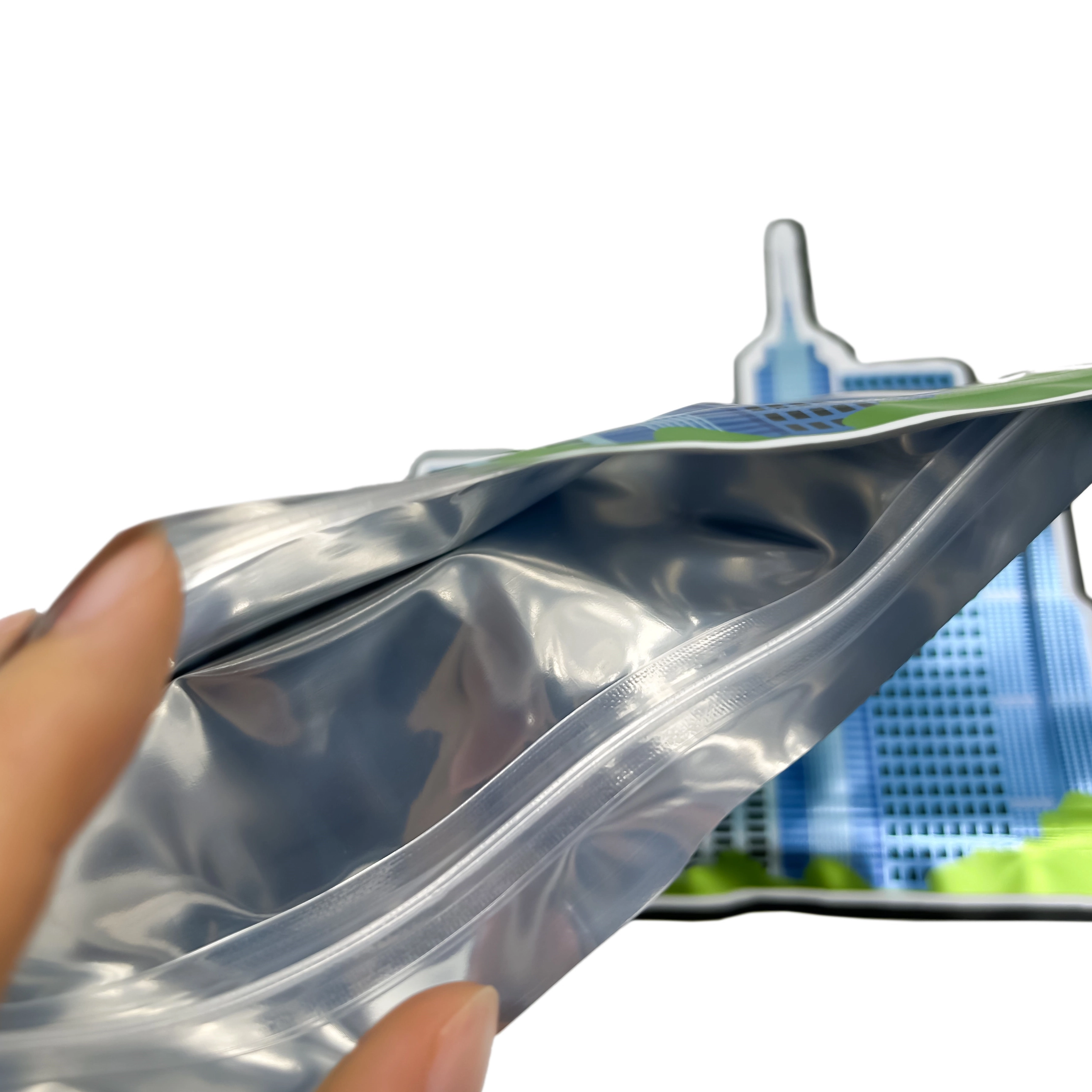 التعبئة والتغليف على شكل Diecut غير النظامية Ziplock 3.5 شعار مقاوم للرائحة طباعة تصميم مخصص يموت قطع أكياس مايلر